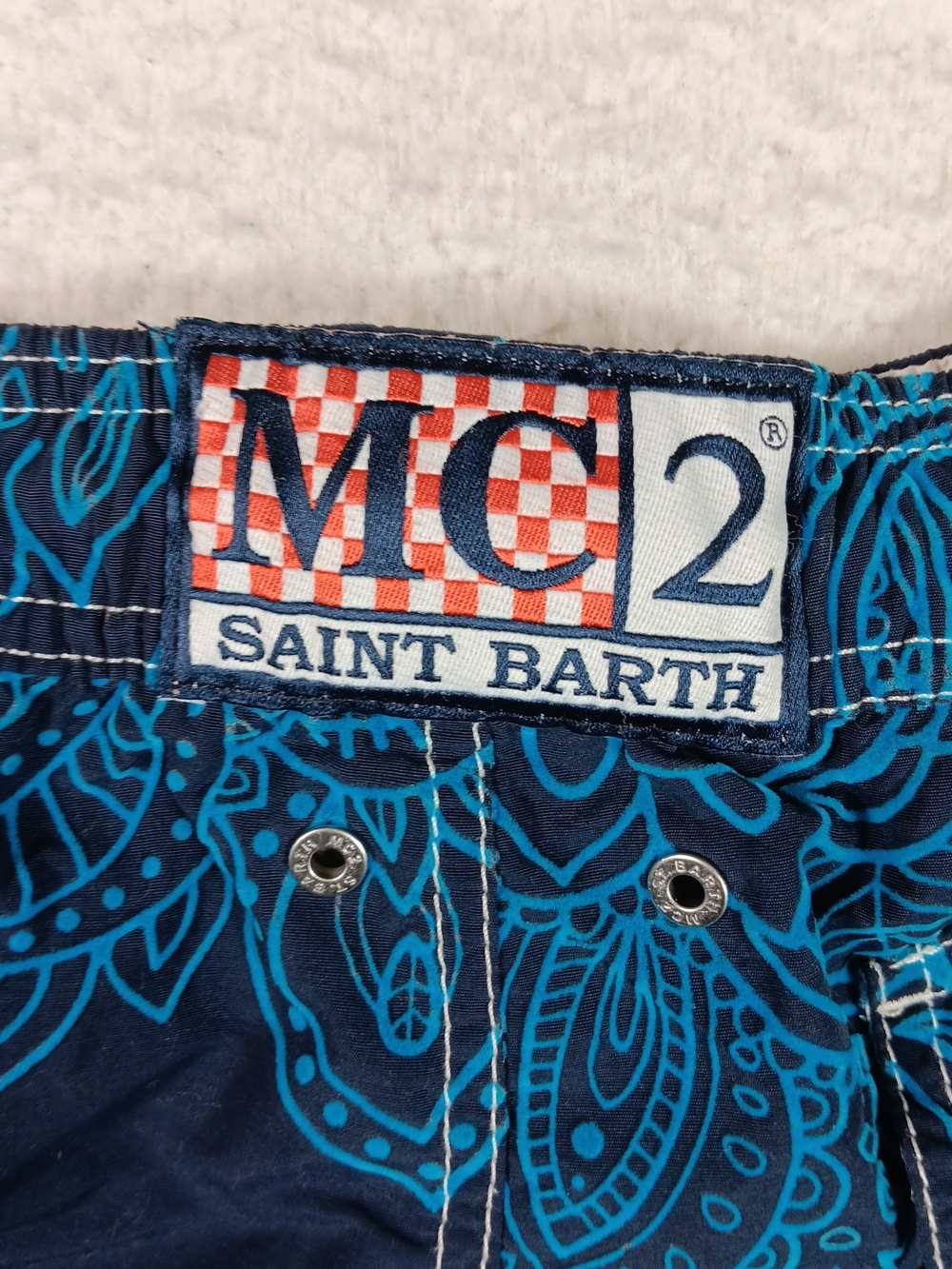 MC2 Saint Barth Swim Trunks Mens Small Blue Gustavia Velvet Swim Shorts Floral - Picture 6 of 14